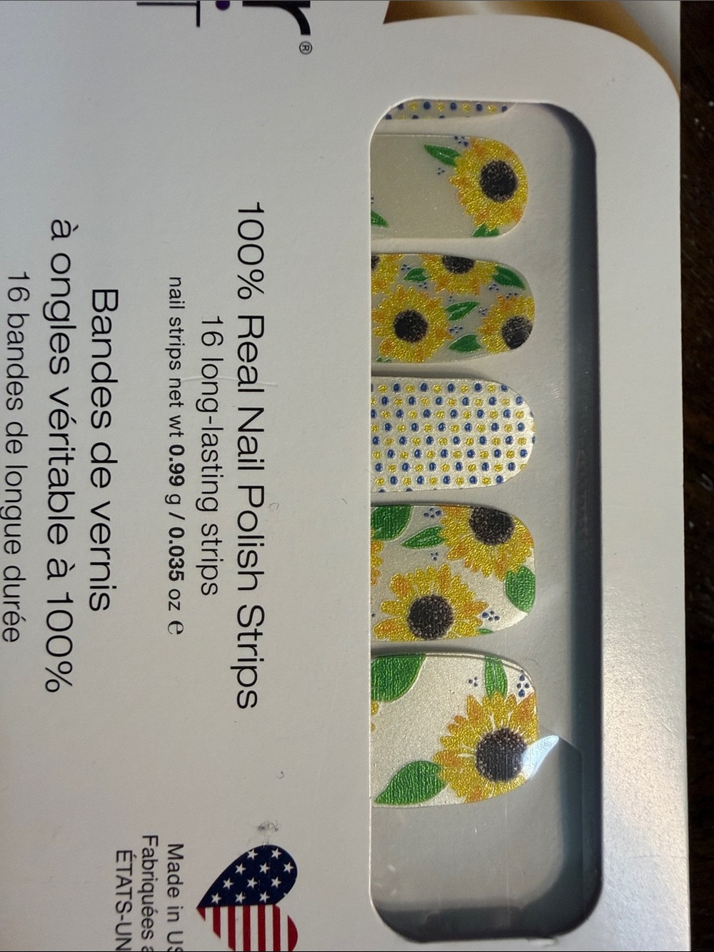 Color Street Sunflower Nail Strips with Yellow, Green, Black & White